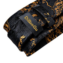 Load image into Gallery viewer, Luxury Black Gold Paisley Silk Ties For Men 8cm Men&#39;s Wedding Neck Tie Pocket Square Cufflinks Set Collar Pin Men&#39;s Gift
