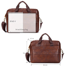 Load image into Gallery viewer, Men Genuine Leather Handbags Casual Leather Laptop Bags Male Business Travel Messenger Bags Men&#39;s Crossbody Shoulder Bag
