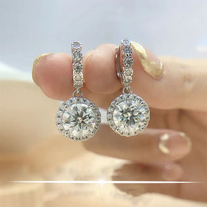 3Carat Moissanite Hoop Earrings with Gra Certificates Round Sunflower D Color Diamond Drop Earring 925 Silver Earring 2024 Trend