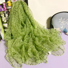 Load image into Gallery viewer, BYSIFA| Peak Green Silk Scarf Spring Ladies Fashion Turtle Crack Design Long Silk Scarves Foulard Summer New Beach Shawl Scarf
