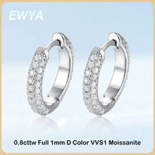 Load image into Gallery viewer, EWYA Luxury Designer 0.8cttw D Color Full 1mm Moissanite Hoop Earrings S925 Sterling Silver Earring For Women Party Fine Jewelry
