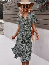 Load image into Gallery viewer, Msfilia Spring Summer Ladies Bandage Dress Women Medium Long Sleeve Button Floral Print Holiday Style Chic Dress Female
