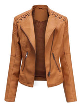 Load image into Gallery viewer, Autumn Winter Pu Faux Leather Jackets Women Long Sleeve Zipper Slim Motor Biker Leather Coat Female Outwear Tops
