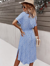 Load image into Gallery viewer, Msfilia Spring Summer Ladies Bandage Dress Women Medium Long Sleeve Button Floral Print Holiday Style Chic Dress Female
