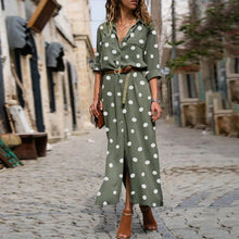 Load image into Gallery viewer, Dresses Wedding Party Bridesmaid Slit Flowy Shirt Long Dress Polka Dot Print Long Sleeve Maxi Dress With Button Vestidos Largos
