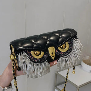 Luxury Brand Women Bag Cute Owl Design Crossbody Bag Purse Summer Cylinder Tassel Mini Shoulder Bag Handbag Lady Lingge Hobo Bag