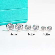 Load image into Gallery viewer, AnuJewel D Color Moissanite Bezel Stud Earrings 18K Gold Plated Pendant Necklace 925 Sterling Silver Jewelry Set Customs Jewelry
