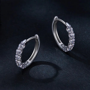 Bamoer U Moissanite Earrings 925 Sterling Silver Ear Buckle Sparking Round Hoop Wedding Jewelry Gift for Women 3.5mm D Color