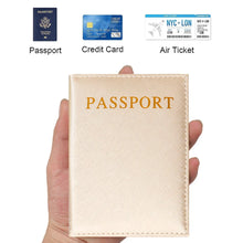 Load image into Gallery viewer, Passport Cover Waterproof Travel Wallet Gold Color ID Card Passport Holder Credit Card Holder Case Wood Art Pattern Series
