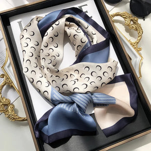 100% Natural Silk Scarf Women Printed Real Silk Long Ribbon Decoration Neckerchief Ladies Bandana Hair Scarf  Femme Headscarf