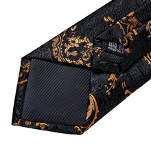 Load image into Gallery viewer, Luxury Black Gold Paisley Silk Ties For Men 8cm Men&#39;s Wedding Neck Tie Pocket Square Cufflinks Set Collar Pin Men&#39;s Gift
