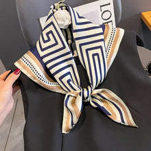 Load image into Gallery viewer, Luxury Brand Neckerchief Spring Square 100% Pure Silk Scarf Women Shawl Ladies Neck Tie Wrist Wrap Hair Ribbon Headband Bandana
