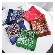 Load image into Gallery viewer, 2023 Fashion Bandana Hair Scarf For Women Paisley Print Kerchief Silk Satin Head Scarfs Square Shawl Wraps Neck Scarves For Lady
