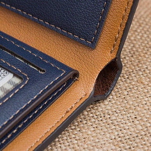 Three-Fold Short Wallet Classical Men's Wood Grain Multi-Slot Credit ID Card Holder Coin Purses Males Business Slim Clutch Bag