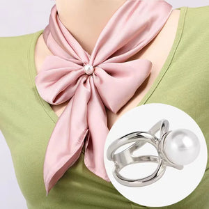 Curved Cross Brooches Imitation Pearl Silk Scarf Buckle Brooch Women Shawl Ring Clip Scarves Fastener Fashion Jewelry Gifts