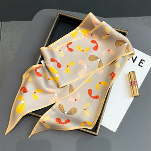 2024 Luxury Striped Print Silk Scarf Women Double Small Scarf Tying Hair Band Female Spring Narrow Long Scarfs Ladies