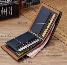 Load image into Gallery viewer, Three-Fold Short Wallet Classical Men&#39;s Wood Grain Multi-Slot Credit ID Card Holder Coin Purses Males Business Slim Clutch Bag
