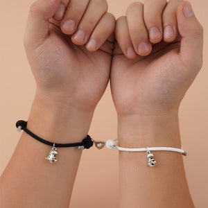 Cute Three-dimensional Small Dinosaur Pendant Love Magnetic Buckle Love Couple Bracelet Jewelry Set