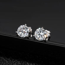 Load image into Gallery viewer, Knobspin D VVS1 Round Moissanite Earring 3 Prongs Setting Classic Trendy Women Man Fine Jewelry GRA Certified 925 Sliver Earring
