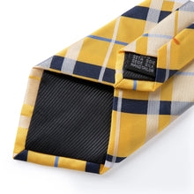 Load image into Gallery viewer, 2023 New Classic Yellow Striped Plaid Silk Ties For Men Handkerchief Cufflinks Brooch Pin Wedding Accessories Men Gift Dropship
