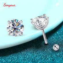 Load image into Gallery viewer, Smyoue 18k Plated 0.2-2ct Moissanite Stud Earrings for Women Solid 925 Sterling Silver Lab Diamond Screw Back Ear Stud Jewelry
