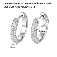 Load image into Gallery viewer, EWYA Luxury Designer 0.8cttw D Color Full 1mm Moissanite Hoop Earrings S925 Sterling Silver Earring For Women Party Fine Jewelry
