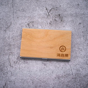 Wood Business card Holder Pocket Stainless Steel & Metal Business Card Holder Case ID Credit Wallet Silver