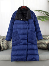 Load image into Gallery viewer, FTLZZ Duck Down Jacket Women Winter Long Double Sided Plaid Coat Female  Warm Down Parka Slim Outwear
