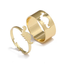 Load image into Gallery viewer, 2 Pcs/set Fashion Simple Dinosaur Open Ring Creative Design Dinosaur Adjustable Rings for Women Punk Party Couple Ring Jewelry
