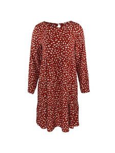 Msfilia Autumn Winter Print Dress Women Casual Button A Line Loose Knee Length Dress