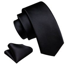 Load image into Gallery viewer, Business Black Silk Ties For Men Classic Solid High Quality Woven Pocket Square Cufflinks Sets Party Formal Designer Barry.Wang
