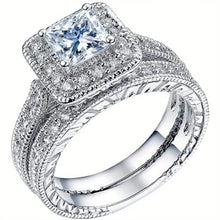 Load image into Gallery viewer, A pair of exquisite and elegant ring sets - Cubic Zirconia Engagement Ring and Fashion Ring, perfect for size 6 fingers
