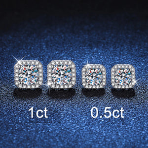 Neetim Real 0.5-1 Carat D Color Moissanite Stud Earrings For Women 100% 925 Sterling Silver Sparkling Earring Wedding Jewelry