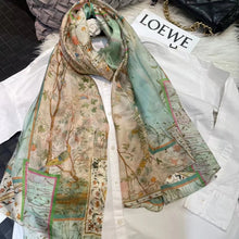 Load image into Gallery viewer, BYSIFA| Light Green Silk Scarf Ladies Fashion Spring Summer Floral Beach Scarves Shawls Fall Winter Long Scarves Wraps 180*110cm
