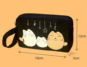 ALCAT Built-in 6-Card Key Ring Integrated Pure Cotton Embroidery Three-Layer Clutch Bag Wallet Mobile Phone Neutral