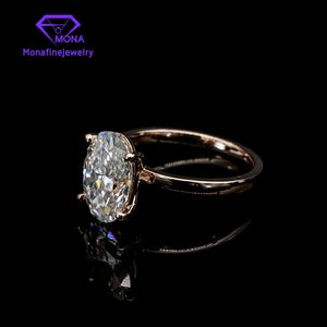 18K Yellow Gold Moissanite 2 Carats Oval Hybird Cut 7*9mm Egg Shape Diamond Jewelry Engagement Ring