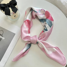 Load image into Gallery viewer, 70cm Flower Printed Scarf For Women Silk Satin Bandana Head Scarfs Female Square Headband Small Shawls Neck Scarves For Women
