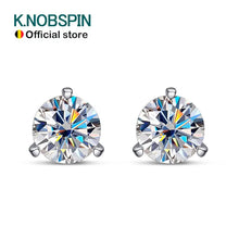 Load image into Gallery viewer, Knobspin D VVS1 Round Moissanite Earring 3 Prongs Setting Classic Trendy Women Man Fine Jewelry GRA Certified 925 Sliver Earring
