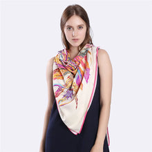 Load image into Gallery viewer, LESIDA Silk Scarf Women Large Shawls Feather Print Stoles Square Bandana Luxury Brand Kerchief Scarves Female Foulard 1306
