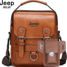 Load image into Gallery viewer, JEEP BULUO Multi-function Business Handbags Men New Man&#39;s Shoulder Bag Large Capacity Leather Messenger Bag Crossbody Big Brand
