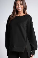 Load image into Gallery viewer, Sweatshirt Fashion Side Slit Pure Color Burr Pullover
