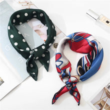 Load image into Gallery viewer, 50*50cm Satin Silk Scarf Fashion Women Neck Scarf Print Square Flight Attendants Handkerchief Rings Lady Hair Scarf
