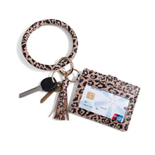 Load image into Gallery viewer, Fashion Key Rings Leopard Card Holder Wallets Leather Tassel Keychains for Women Wood Silicone Beaded Bangle Bracelets
