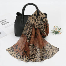 Load image into Gallery viewer, Spain Fashion Sexy Leopard Floral Patchwork Chiffon Silk Scarf Shawl Lady High Quality Wrap Beach Cover-ups Hijab Snood 150*50Cm
