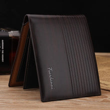 Load image into Gallery viewer, Three-Fold Short Wallet Classical Men&#39;s Wood Grain Multi-Slot Credit ID Card Holder Coin Purses Males Business Slim Clutch Bag
