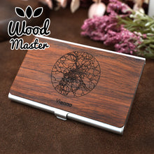 Load image into Gallery viewer, Wood Business card Holder Pocket Stainless Steel &amp; Metal Business Card Holder Case ID Credit Wallet Silver
