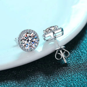 NeeTim Moissanite Stud Earrings for Women S925 Sterling Silver White Gold Plated Diamond Earring Ear Studs Wedding Fine Jewelry