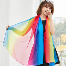 Load image into Gallery viewer, Chiffon Rainbow Colorful Scarf Women&#39;s arn Scarf Dance Silk Scarf Oversized Beach Scarf Shawl Four SeasoYns
