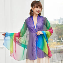 Load image into Gallery viewer, Chiffon Rainbow Colorful Scarf Women&#39;s arn Scarf Dance Silk Scarf Oversized Beach Scarf Shawl Four SeasoYns
