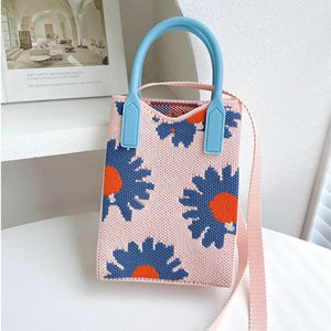 2024 Knitted Mini Cross-Body Mobile Phone Bag Korean Versatile Student Commute Shoulder Bag Square Small Purse Handbag For Women